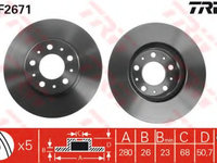 Disc frana DF2671 TRW pentru Volvo 940 Volvo 850 Volvo S70 Volvo V70 Volvo S90 Volvo V90 Volvo C70 Volvo Xc70