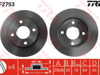 Disc frana DF2753 TRW pentru Ford Fiesta Ford Courier Ford Escort Ford Orion Ford Verona Mazda 121 Mazda Soho Ford Ka Ford Puma