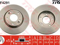 Disc frana DF4291 TRW pentru Hyundai Santa Hyundai Trajet Hyundai Highway Hyundai Galloper