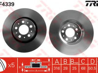 Disc frana DF4339 TRW pentru Volvo Xc90 Volvo S60