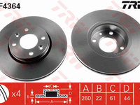 Disc frana DF4364 TRW pentru Renault Modus Dacia Sandero Dacia Logan Renault Logan Renault Tondar Renault Clio Renault Euro Nissan Note Renault Sanderostepway Renault Megane Nissan March Nissan Micra Nissan Tiida