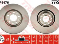 Disc frana DF4476 TRW pentru Alfa romeo Giulietta Alfa romeo Brera Alfa romeo Spider Alfa romeo 159 Fiat 500x