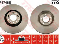 Disc frana DF4748S TRW pentru Peugeot 607 Peugeot 407 CitroEn C6 CitroEn C5