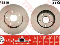 Disc frana DF4810 TRW pentru Toyota Altis Toyota Corolla Toyota Axioaltis Toyota Auris Toyota Blade