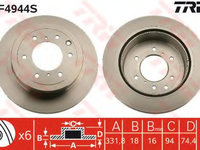 Disc frana DF4944S TRW pentru Mitsubishi Montero Mitsubishi Pajero Mitsubishi Pajeroshogun Mitsubishi Shogun