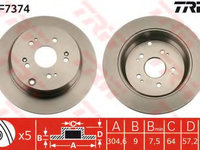 Disc frana DF7374 TRW pentru Honda Cr-v 2009 2010 2011 2012 2013 2014 2015 2016 2017 2018 2019 2020 2021 2022 2023 2024