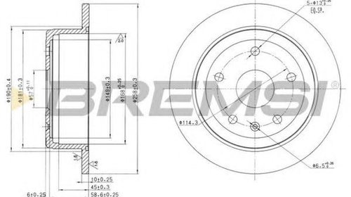 Disc frana DODGE VIPER Cabriolet BREMSI DBB18