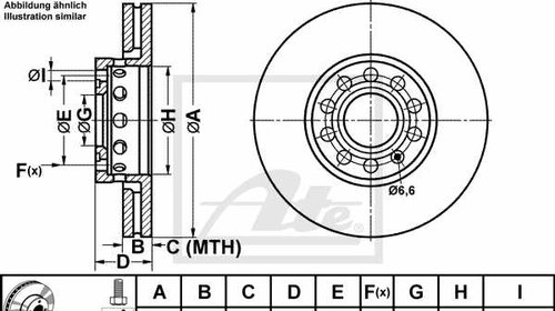 Disc Frana Fata Ate Audi A4 B5 1994-2001 24.0125-0105.1