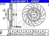 Disc frana fata dreapta ate r325mm pt bmw 3 e46 m3