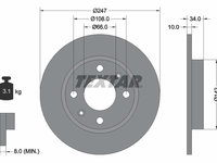 DISC FRANA Fata Dreapta/Stanga CITROEN C15 Estate TEXTAR 92029803 1987 1988 1989 1990 1991 1992 1993 1994 1995 1996 1997 1998 1999 2000