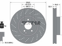 DISC FRANA Fata Dreapta/Stanga MERCEDES-BENZ E-CLASS (W212) TEXTAR 92163403 2009 2010 2011 2012 2013 2014 2015 2016