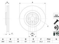 DISC FRANA Fata Dreapta/Stanga MERCEDES-BENZ M-CLASS (W166) BOSCH 0 986 479 E96 2011 2012 2013 2014 2015