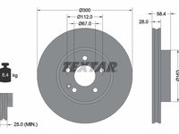 DISC FRANA Fata Dreapta/Stanga MERCEDES-BENZ V-CLASS (W447) TEXTAR 93123403 2014 2015 2016 2017 2018 2019 2020