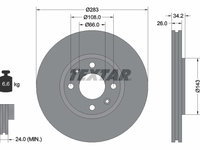 DISC FRANA Fata Dreapta/Stanga PEUGEOT 207 CC (WD_) TEXTAR 92111603 2007 2008 2009 2010 2011 2012 2013 2014 2015