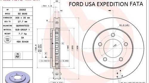 Disc frana fata, LINCOLN Navigatie I, FORD US