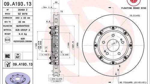 Disc frana fata MITSUBISHI LANCER VIII EVO ma