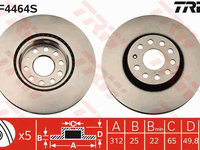 Disc frana fata VW Caddy III 2004-2010, TRW DF4464S