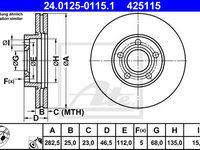 Disc frana fata VW Passat B5 1996-2000, ATE 24.0125-0115.1