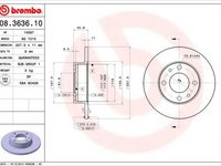 Disc frana FIAT PANDA (141A) (1980 - 2004) BREMBO 08.3636.10 piesa NOUA