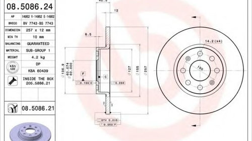 Disc frana FIAT PUNTO (199) (2012 - 2016) BRE