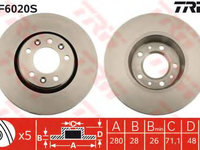 Disc frana FIAT SCUDO caroserie (272, 270) (2007 - 2016) TRW DF6020S