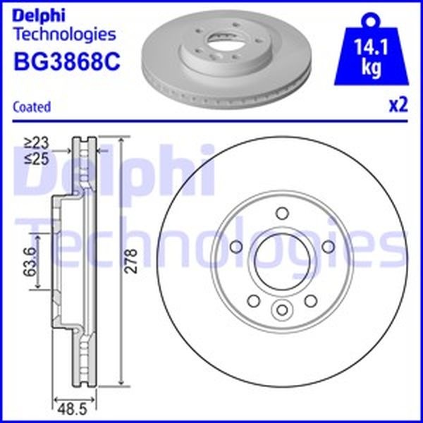 Disc frana FORD C-MAX DM2 DELPHI BG3868C