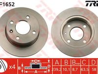 Disc frana FORD ESCORT -90 - OEM-TRW: DF1652|DF1652 - W02224331 - LIVRARE DIN STOC in 24 ore!!!