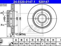 Disc frana FORD ESCORT Mk VII Cabriolet (ALL) (1995 - 2000) ATE 24.0320-0147.1