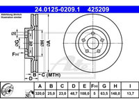 Disc frana Ford Focus 2, 07.2004-09.2012, Kuga 2, 05.2012-, Tourneo Connect, 09.2013-, Transit Connect, 02.2013-, ATE