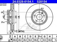 Disc frana FORD S-MAX (WA6) (2006 - 2016) ATE 24.0328-0154.1 piesa NOUA