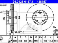 Disc frana FORD TRANSIT bus (2006 - 2020) ATE 24.0128-0157.1