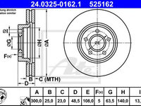 Disc frana FORD TRANSIT CONNECT caroserie (2013 - 2020) ATE 24.0325-0162.1