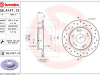 Disc frana HONDA CIVIC IX limuzina (FB, FG) (2011 - 2016) BREMBO 08.A147.1X