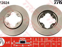 Disc frana HONDA CIVIC Mk V limuzina (EJ, EK) - OEM - TRW: DF2024 - Cod intern: W02292632 - LIVRARE DIN STOC in 24 ore!!!