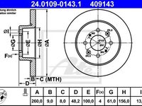 Disc frana HONDA CIVIC VII Cupe (EM2) (2001 - 2005) ATE 24.0109-0143.1 piesa NOUA