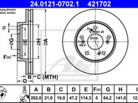 Disc frana HONDA CIVIC VII Hatchback (EU, EP, EV) (1999 - 2006) ATE 24.0121-0702.1