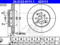 Disc frana HONDA CIVIC VII Hatchback (EU, EP, EV) (1999 - 2006) ATE 24.0123-0111.1 piesa NOUA