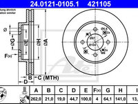 Disc frana HONDA CIVIC VII limuzina (ES) (2000 - 2006) ATE 24.0121-0105.1