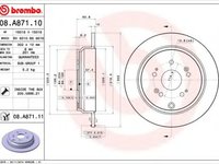 Disc frana HONDA CR-V III (RE) (2006 - 2012) BREMBO 08.A871.11 piesa NOUA