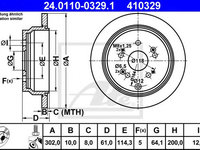 Disc frana HONDA CR-V Mk III (RE) (2006 - 2020) ATE 24.0110-0329.1