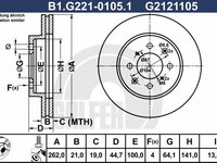 Disc frana HONDA JAZZ IV (GK) (2013 - 2016) GALFER B1.G221-0105.1 piesa NOUA