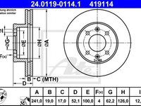 Disc frana HYUNDAI ACCENT II limuzina (LC) (1999 - 2006) ATE 24.0119-0114.1 piesa NOUA