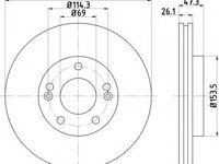 Disc frana HYUNDAI COUPE (GK) (2001 - 2009) HELLA PAGID 8DD 355 120-141 piesa NOUA