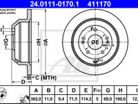 Disc frana HYUNDAI GRAND SANTA FÉ (2013 - 2016) ATE 24.0111-0170.1