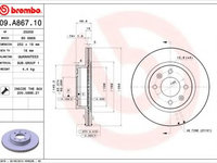 Disc frana HYUNDAI i10 (IA) (2013 - 2016) BREMBO 09.A867.10 piesa NOUA