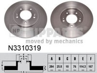 Disc frana HYUNDAI i30 (GD) (2011 - 2016) NIPPARTS N3310319 piesa NOUA