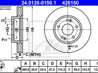 Disc frana HYUNDAI ix20 (JC) (2010 - 2020) ATE 24.0126-0150.1