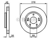 Disc frana HYUNDAI TRAJET FO BOSCH 0986479124