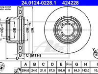 Disc frana IVECO DAILY IV autobasculanta (2006 - 2011) ATE 24.0124-0228.1 piesa NOUA