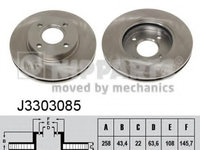 Disc frana J3303085 NIPPARTS pentru Ford Fiesta Mazda 121 Mazda Soho Ford Puma Ford Focus Ford Ikon Ford Fusion Mazda 2 Mazda Demio